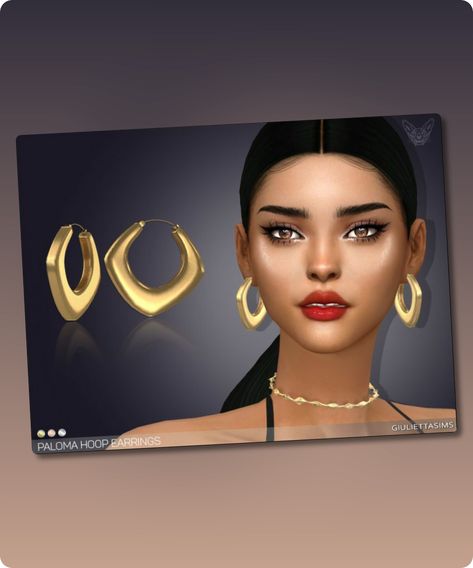 Sims 4 Accessory CC: Paloma Hoop Earrings By Feyona Sims 4 Hoop Earrings Cc, Diamond Necklace Simple, Model Nails, Simple Diamonds, Lip Mask, Family Fashion, Cross Ring, Beautiful Boots, Modern Necklaces