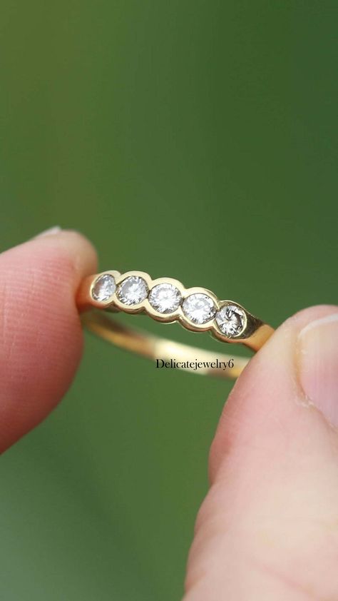 Gold Band Engagement Ring, Bezel Wedding Band, Bezel Set Wedding Band, Wedding Stack, Gold Band Engagement Rings, Eternity Rings Stackable, Eternity Diamond Band, Interesting Jewelry, Moissanite Band