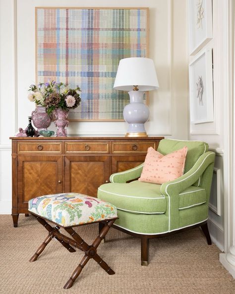 chair style . . . . . . . . . . #interiors #interiordesign #interiordesignideas #interiorstyle #interiorinspiration #showroom #dallasdesign #atxdesigner Green Accent Chair, Green Office, Patterned Chair, Summer Pillows, Living Room Green, Green Chair, Indian Summer, Chair Style, Sit Back