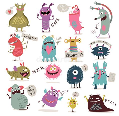 Cute monsters set. Funny and cute monsters. Set of characters , #SPONSORED, #set, #monsters, #Cute, #Funny, #characters #ad Cute Monsters Drawings, Monster Drawing, Funny Monsters, Monster Face, Monster Illustration, Halloween Vector, Cartoon Monsters, Funny Character, Alien Art