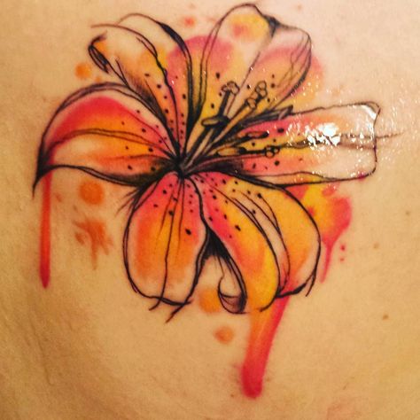 250+ Lily Tattoo Designs With Meanings (2020) Flower ideas & Symbols Orange Lily Tattoo, Lily Tattoo Ideas, Lilly Tattoo Design, Lily Tattoo Meaning, Orange Lily Flower, Tiger Lily Tattoos, Watercolor Lily, Water Lily Tattoos, Alice And Wonderland Tattoos