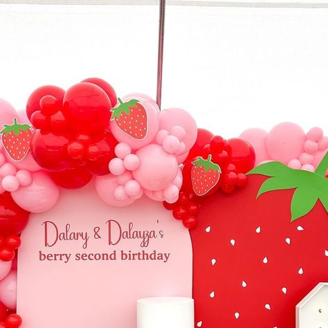 Strawberry Backdrop, Strawberry Shortcake Party, Balloon Garland, Strawberry Shortcake, Balloon Decorations, Thank You So Much, Twins, Balloons, Happy Birthday