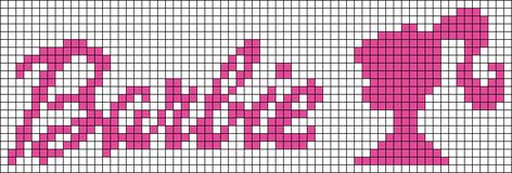 Barbie Logo Cross Stitch, Barbie Logo Crochet Pattern, Barbie Bracelet Pattern, Barbie Crochet Grid, Plastic Canvas Barbie, Barbie Cross Stitch Pattern, Barbie Grid Pattern, Barbie Pixel Grid, Barbie Cross Stitch