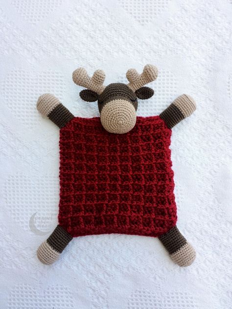 Lovey Blanket Pattern, Crochet Moose, Crochet Security Blanket, Modern Haken, Lovey Crochet Pattern, Crochet Woodland, Baby Blanket Patterns, Crochet Blanket Diy, Motifs Granny Square