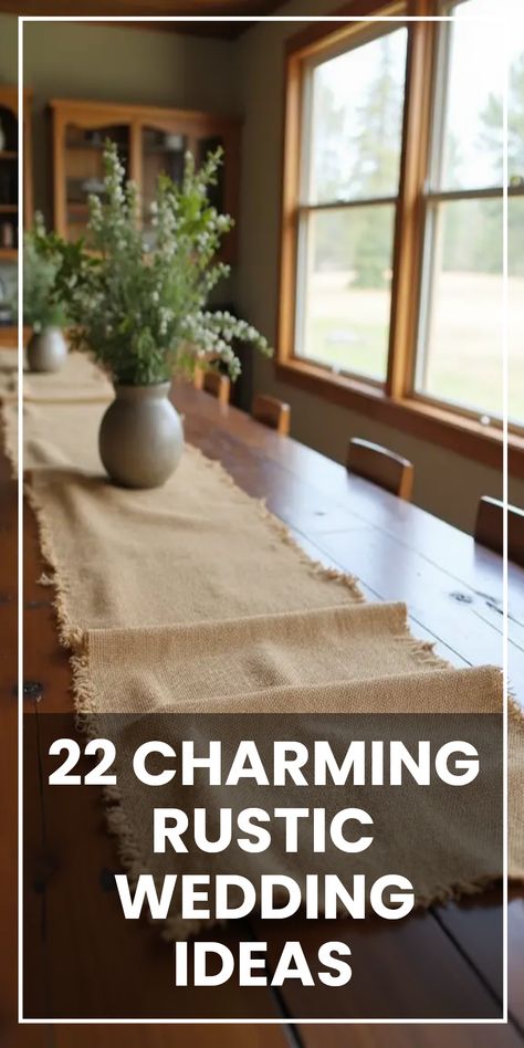 Planning a rustic wedding? Discover 22 charming rustic wedding ideas to inspire your special day! From whimsical burlap table runners to elegant vintage décor, these ideas beautifully blend natural elements with a country-chic vibe. Explore stunning centerpiece ideas and unique ceremony backdrops that will captivate your guests. Incorporate earthy color palettes and DIY details to create an unforgettable setting. Perfect for any couple dreaming of a down-to-earth celebration surrounded by love and nature. Simple Rustic Wedding Decorations, Camo Wedding Ideas, Horseshoe Wedding Favors, Western Wedding Decor, Burlap Wedding Table, Rustic Barn Wedding Reception, Farm Table Wedding, Western Wedding Decorations, Rustic Wedding Ideas