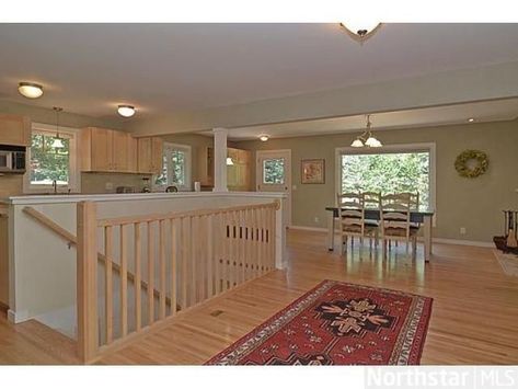 Found on Bing from www.pinterest.com Open Stairs To Basement, Open Basement Stairs In Kitchen, Open Stairwell, Open Basement Stairs, Open Galley Kitchen, Basement Staircase, Open Basement, Basement Steps, Basement Stairs Ideas