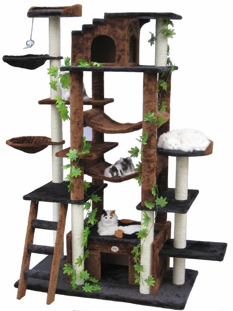 77" Cat Tree #cuteanimals Luxury Cat Tree, Chat Diy, Huge Cat, Cat Tree House, Cat Towers, Tree Furniture, Cat Tree Condo, Cat Activity, Cat Playground