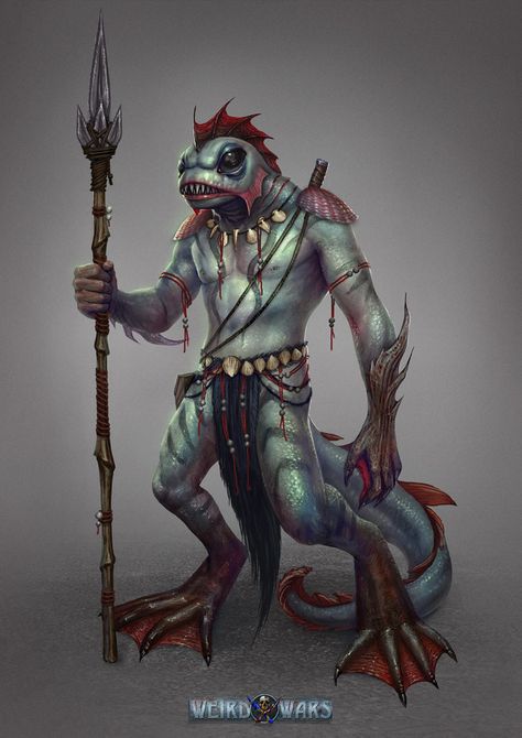 Fish Man Character Design, Creature Marine, Humanoid Creatures, Fantasy Races, Fish Man, Fantasy Images, Fantasy Monster, Creature Feature, Sea Monsters