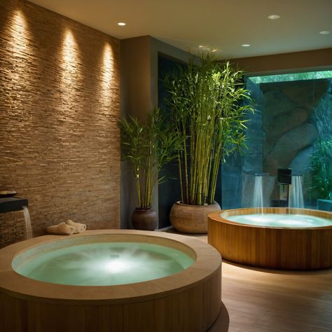 ⚠️LINK IN BIO⚠️ A serene Zen-inspired home spa with a steam room, bamboo accents, and a soothing water feature to enhance relaxation and well-being. #HomeSpa #Zen #SteamRoom #Bamboo #WaterFeature Dr Rooms Ideas, Japanese Spa Aesthetic, Small Home Spa, Steam Room Ideas, Onsen Aesthetic, Home Spa Room Ideas, Home Wellness Spa, Zen Spa Decor, Home Sauna Room