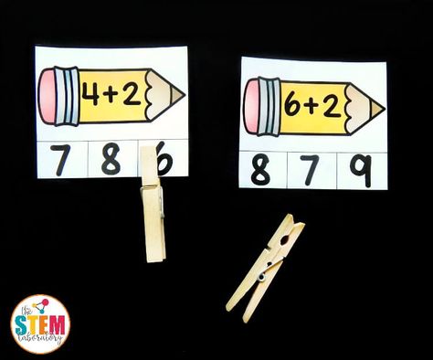 Ready or not, back to school season is upon us! We are making it even more fun by being prepared to start the year right with playful, hands-on math games like these Back to School Addition Clip Cards. They are a great way to review addition facts to 10, while sneaking in some fine motor work, too! Getting Ready Clip cards are one of my Addition Facts, Being Prepared, School Season, Adding And Subtracting, Clip Cards, Math Games, Teacher Stuff, 1st Grade, Fine Motor