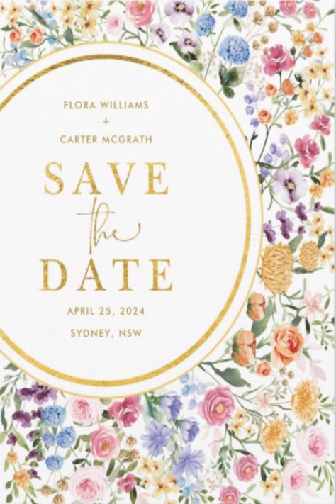 Impress your guests with this classy save the date card. The cheerful design features colorful watercolor wildflowers mixed with lush greenery foliage. The background color of the invite is set to white, but feel free to choose a new fill color in order to match it to your wedding theme. If you want to change the font style, color, or text placement, simply click the "Customize Further" button. As an affiliate, I'm excited to share the joy to help support amazing creators! Watercolor Wildflowers, Wildflower Garden, Colorful Watercolor, Save The Date Card, Wedding Save The Date, Lush Greenery, Font Style, Wedding Saving, Save The Date Cards