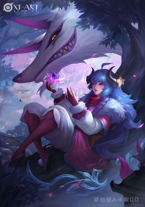 Spirit Blossom Kindred - Source: XT-Art (Weibo) Spirit Blossom Kindred Fanart, Spirit Blossom Kindred, Spirit Blossom, Champions League Of Legends, Kindred Spirit, Character Board, Kindred Spirits, Lol League Of Legends, Aesthetic Pics