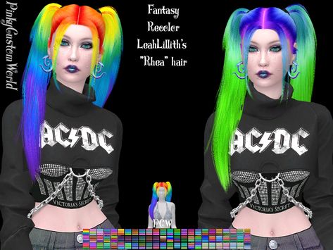 Sims 4 Rainbow Hair, Sims 4 Hairstyles, Pastel Goth Hair, Baby Doll Hair, Fairytale Hair, Ts4 Hair, 4 Hairstyles, Belle Hairstyle, Double Buns