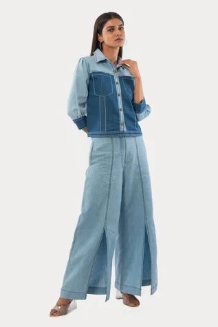 Shop for Veera Wear Blue Denim Picnic Day Co-ord Set for Women Online at Aza Fashions Denim Co Ord Set, Denim Co Ord, Picnic Day, Denim Collar, Coord Sets, Blue Denim Shirt, Co Ord Set, Colored Denim, Co Ord