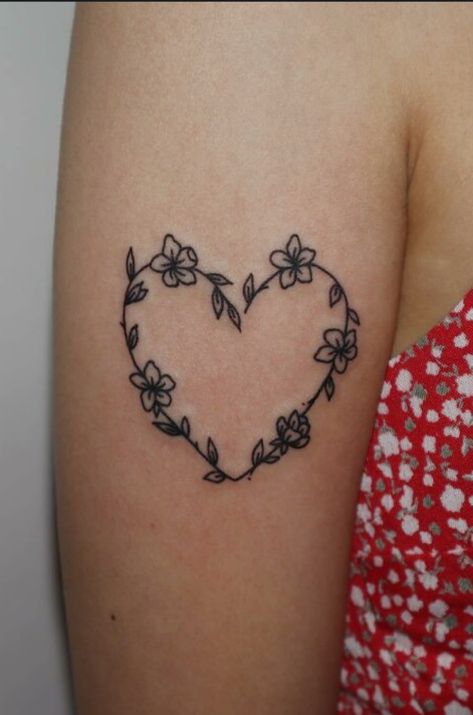 Mom With Heart Tattoo, Heart Vine Tattoo, Flower Heart Tattoo, Heart Flower Tattoo, Mom Tattoo, Heart Flower, Mom Tattoos, Heart Tattoo, Flower Heart