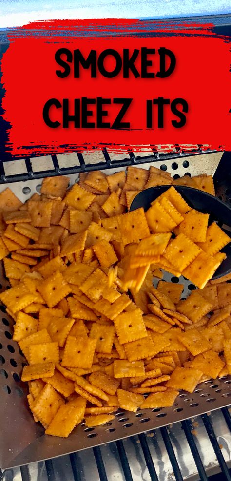 Smoked Cheez- Its are an easy smoked snack mix! It is a great mix of delicoius flavors and seasonings. Don't feel like you have to quit or give up on your healthy lifestyle either! Just enjoy in moderations! You can also use this method to smoke pretzel sticks! #mixrecipe #smokedsnacks #cheezits #sticks #easyrecipe Smoked Cheese Sticks, Recipes With Cheez Its, Smoked Cheez Its Recipe, Quick Smoker Meals, Smoked Cheese Its, Smoked Snack Mix Recipes, Smoked Crackers, Smoked Pretzels, Smoker Snacks