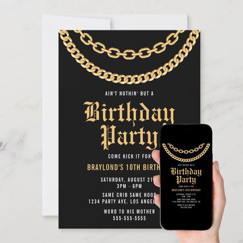 50th Hip Hop Birthday Party, Hip Hop Birthday Invitations, Hip Hop Invitations, Men Birthday Party Themes, Rap Themed Birthday Party, Hip Hop Themed Birthday Party, Hip Hop Party Invitations, Straight Outta Compton Party Theme, Hip Hop Party Theme Decoration