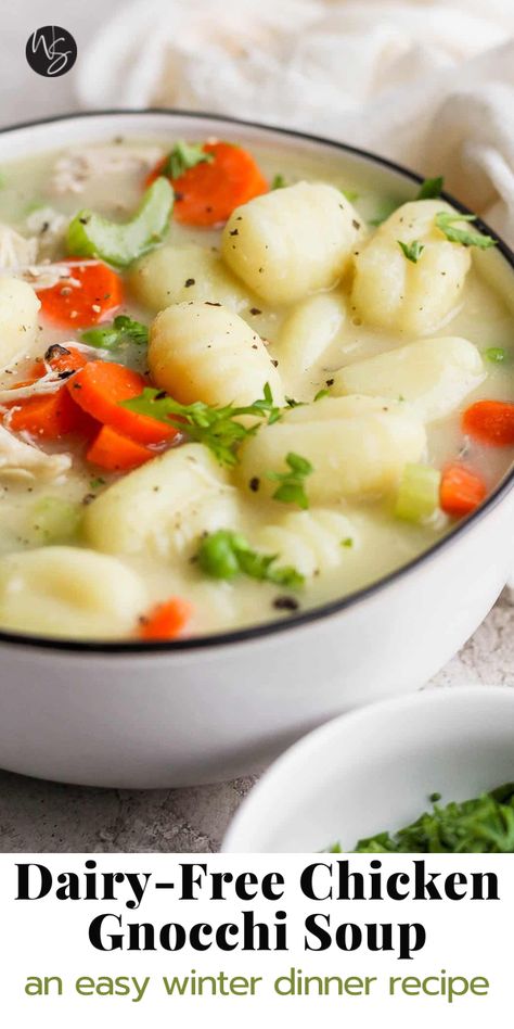 Chicken And Gnocchi Soup Dairy Free, Dairy Free Chicken Gnocchi Soup, Dairy Free Gnocchi Soup, Gnocchi Soup Dairy Free, Chicken Nochi Soup, Chicken Gnocchi Soup Crockpot, Crockpot Dairy Free, Mediterranean Diet Chicken, Bone Broth Soup Recipes