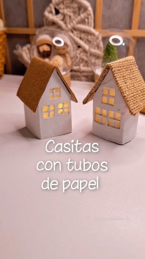 Mila Terrones • fieltro / amigurumis...💛 | Mini casitas con tubos de papel 🏠 Te dejo una idea para decorar tu hogar 🎄y la vez reciclar los tubitos de papel higiénico ⭐️ Espero te... | Instagram Ideas Para Decorar En Navidad, Recycled Christmas Decorations, Toilet Paper Roll Crafts, Paper Roll Crafts, Manualidades Diy, Sleigh Ride, Mini House, Christmas Deco, Mariah Carey