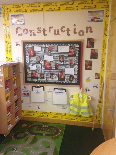 Construction Eyfs, Construction Area Ideas, Preschool Construction, Reception Classroom, Pico Projector, Eyfs Classroom, Construction Play, Early Years Classroom, Preschool Rooms