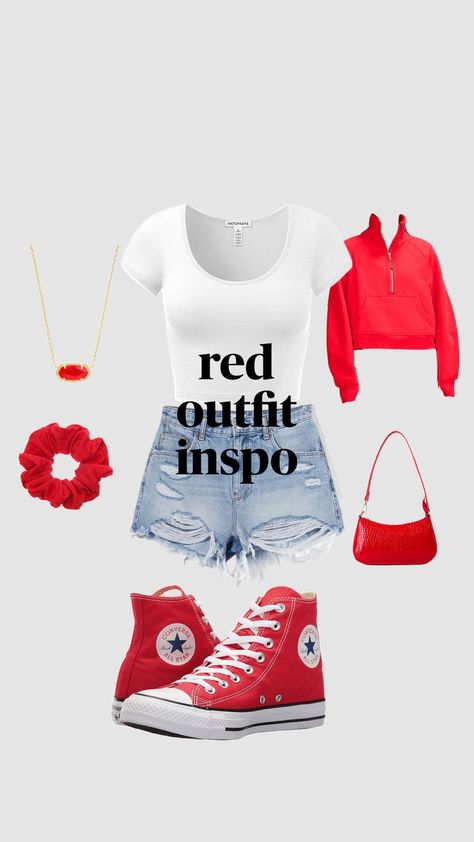 #outfitinspo #summer #summer #beauty #red #kendrascott #converse Outfit Ideas With Red Converse, Red Converse Outfit Summer, Outfits With Red Converse, Converse Outfit Summer, Red Converse Outfit, Red High Tops, Converse Low Tops, Converse Red, Red Converse