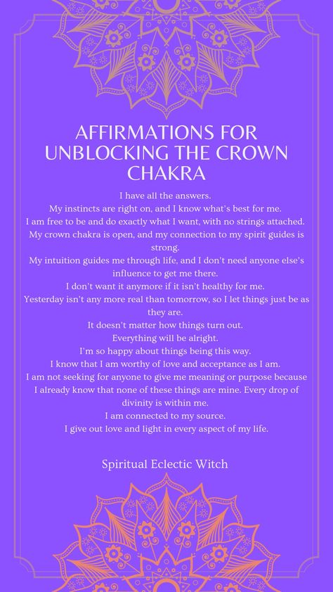 Crown Chakra Affirmation, Meditation Mantras Sanskrit, Mantras Sanskrit, Chakra For Beginners, Senses Gift, Healing Guide, I Dont Need Anyone, Deep Jungle, Crystal Healing Chart