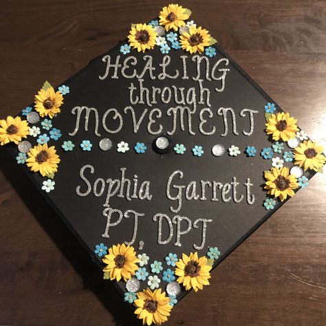 Physical therapy, graduation cap Physical Therapy Cap Decoration, Graduation Cap Designs Physical Therapy, Pta Graduation Cap, Physical Therapy Graduation Cap, Therapy Graduation Cap, Graduation Cap College, Education Cap, Physical Therapy Graduation, Caps Decoration