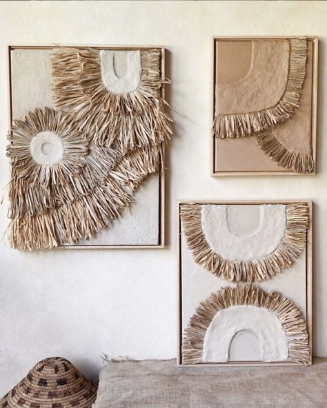 Raffia Wall Art, Material Studies, Stucco Wall, Wall Art Piece, Porch Colors, Boho Crafts Diy, Painting Concrete Porch, Painted Concrete Porch, Soyut Sanat Tabloları