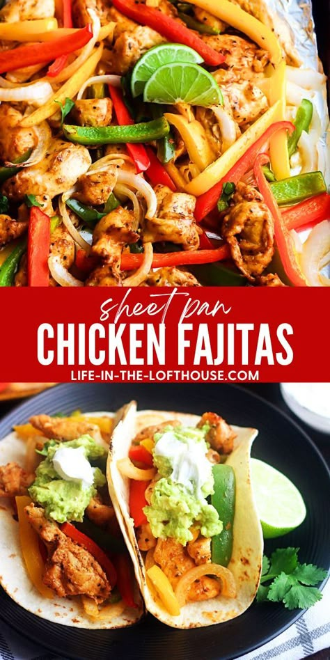 Recipe For Fajitas, Healthy Fajita Recipe, Fajita Dinner, Sheet Pan Fajitas Chicken, Sheet Pan Chicken Fajitas, Chicken Fajitas Recipe, Fajitas Chicken, Sheet Pan Fajitas, Simple Chicken Fajita Recipe