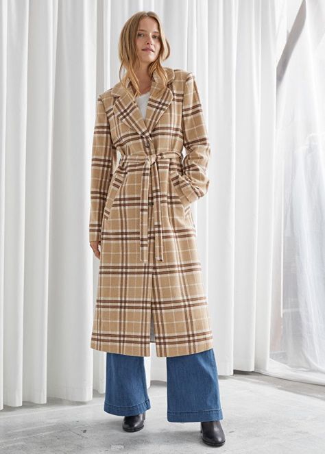 & Other Stories Belted Wool Blend Coat Best Winter Coats, Outerwear Trends, Statement Coat, Lace Top Long Sleeve, Plaid Coat, Belted Coat, Wool Blend Coat, Coat Outfits, Fashion Story