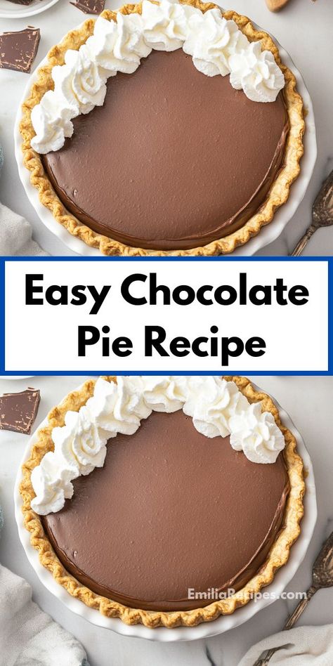 Need a family-friendly dessert idea? Discover the Easy Chocolate Pie Recipe that everyone will love. This delectable pie is not only easy to make but also a crowd-pleaser at birthdays or holiday celebrations. Easy Chocolate Pie Recipe, Homemade Chocolate Pie, Chocolate Pie Filling, Easy Chocolate Pie, Chocolate Pie Recipe, Chocolate Pie Recipes, Chocolate Cream Pie, Chocolate Pie, Easy Pie