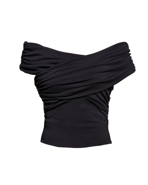 Joni Crossover Top Dark Crop Top, Only Sleeves Top, Crossover Top Outfit, Individual Clothing Pieces, Tops Ideas For Women, Black Tops Outfit, Black Top With Skirt, Black Off The Shoulder Top Outfit, Black Top Outfit Casual