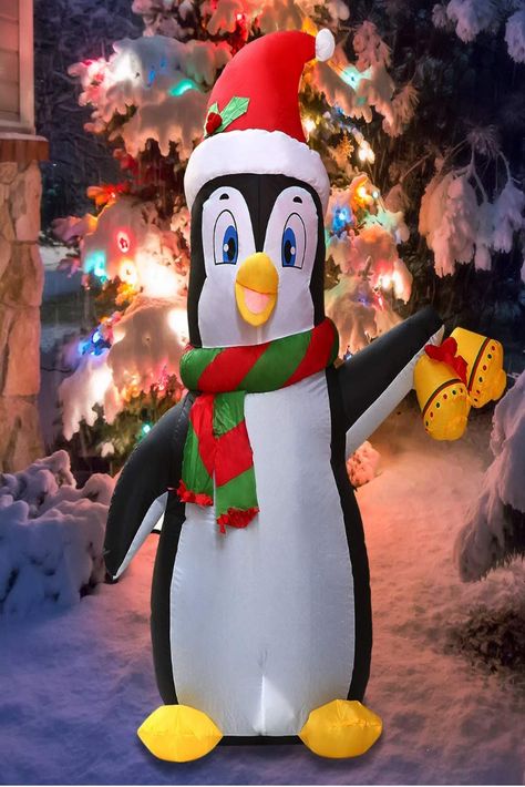 Joiedomi Christmas Inflatable Decoration 5 FT Inflatable Holiday Life-Size Penguin with Built-in LEDs Blow Up for Christmas Party Indoor, Outdoor, Yard,... Perfect for white Christmas outdoor-themed decorations, penguin holiday blow-ups, zoo animals inflatables. Ideal for Christmas party Decoration, Christmas night event, Christmas decor, cute decor, penguin-themed decorations, party favor Christmas prop, classroom decorations, office decor, home decor and more. Christmas Inflatables Outdoor Lawn, Outdoor Christmas Lights Ideas, Blow Up Christmas Decorations, Christmas Decor Outdoor, Christmas Blow Up, Inflatable Christmas Decorations Outdoor, Xmas Bells, Disney Xmas, Inflatable Christmas Decorations