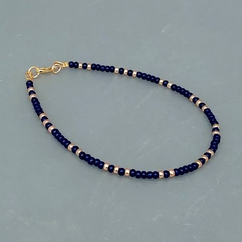 Navy Blue Seed Bead Anklet Seed Bead Jewellery, Ankle Bracelets Diy, Bead Anklet, Bead Suppliers, Pearls Diy, Beaded Anklets, Ankle Bracelet, Seed Bead Necklace, Seed Bead Bracelets