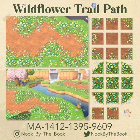 Acne Custom Designs, Acne Design Codes, Anch Codes, Wildflower Path, Path Acnh, Codes Acnh, Acnh Paths, Motif Acnl, Plant Window