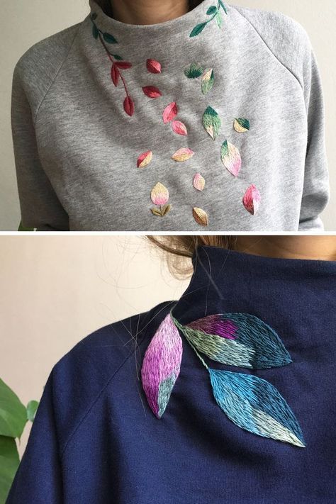 Sew Ins, Embroidery On Clothes, Sewing Embroidery Designs, Silk Ribbon Embroidery, 자수 디자인, Shirt Embroidery, Hand Embroidery Stitches, Embroidered Clothes, Embroidery Fashion