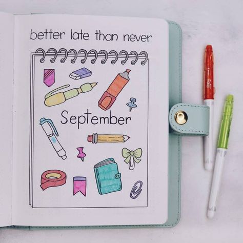 Want to move your love for stationery to your Bullet Journal? Check out my September "Back To School" themed Bullet Journal setup! Cover page, weekly log, monthly recap and a few more pages for you to get inspired to give a try to this fun theme. #mashaplans #bulletjournal #backtoschool #bujo Back To School Bullet Journal, Notesbog Design, Journal Banner, Monthly Recap, Weekly Log, Penanda Buku, Bullet Journal Page, Bullet Journal Setup, Bullet Journal Spreads