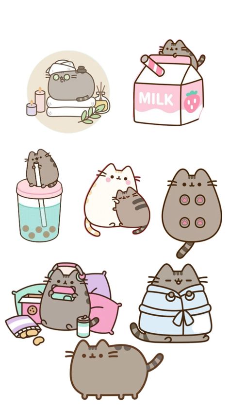 Cute pusheens Goth Kawaii Art, Cute Pusheen, Pusheen Cute, Pusheen Cat, Kawaii Goth, Lots Of Cats, Cute Easy Drawings, Kawaii Art, Pusheen