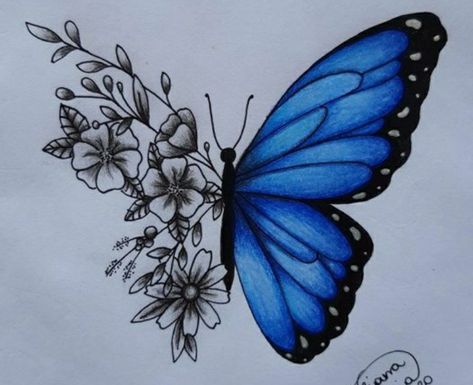 Tattoo Borboleta, 2024 Year, Neck Tattoos, Next Tattoo, Tattoos Designs, Like Subscribe, Blue Butterfly, Body Art, Tattoo Designs