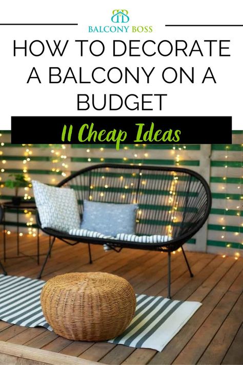 Coming up with affordable balcony decorating ideas isn’t too difficult if you’re willing to be crafty. With a bit of planning (and maybe some haggling), you should be able to decorate a balcony for less than $100. To get you inspired, here are some tips and ideas on how to decorate a balcony on a budget. Where possible, we’ve included rough price guidelines, so you should have a good idea of how much each will cost before you jump into it. Balcony Hacks, Decorate A Balcony, Balcony On A Budget, Balcony Decorating Ideas, Cheap Ideas, Decorating Ideas On A Budget, Balcony Furniture, Patio Decorating, City Apartment