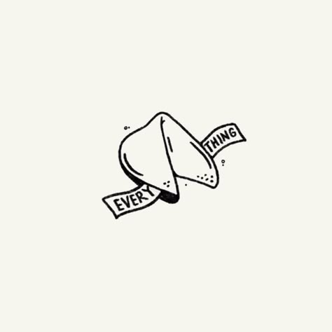 Cookie Line Drawing, Fortune Cookie Drawing, Fortune Cookie Tattoo, Mean Tattoo, Fortune Tattoo, Cookie Tattoo, Couple Tattoos Matching, Tattoo Design Traditional, American Traditional Tattoo Flash