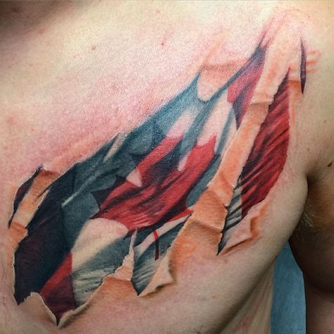 Canadian Tattoo Ideas, Canadian Flag Tattoo, Tattoos On People, Tattoo Ideas For Men Sleeve, Canadian Tattoo, Flag Tattoos, Superman Symbol, Canadian Culture, Best Sport