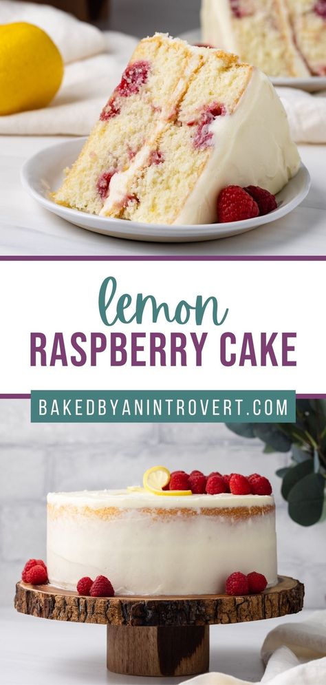 Casual Desserts, Lemon Cake With Raspberry Filling, Fluffy Lemon Cake, Lemon Raspberry Cake, Raspberry Cake Recipes, Raspberry Lemon Cakes, Modern Honey, Honey Cake Recipe, Lemon Cakes