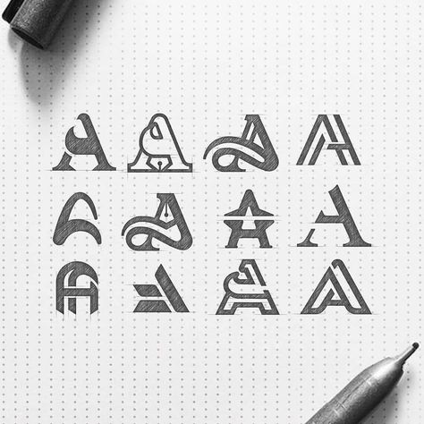 Logo Sketch Design, Bullet Journel, Typographic Logo Design, Inspiration Logo Design, Logo Design Inspiration Creative, Logo Sketches, Typography Alphabet, Design Identity, Logo Design Inspiration Branding