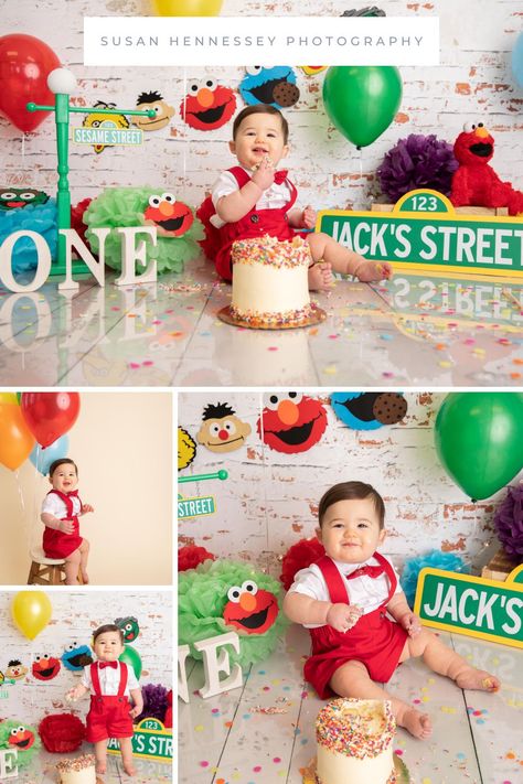 Sesame Street Pictures, Sesame Street Photoshoot Ideas, Sesame Street 1st Birthday Photoshoot, Elmo First Birthday Photoshoot, Elmo Birthday Photo Shoot, Sesame Street First Birthday Cake, Elmo 2nd Birthday Photoshoot, 1st Birthday Elmo Photoshoot, Elmo Photo Shoot Ideas