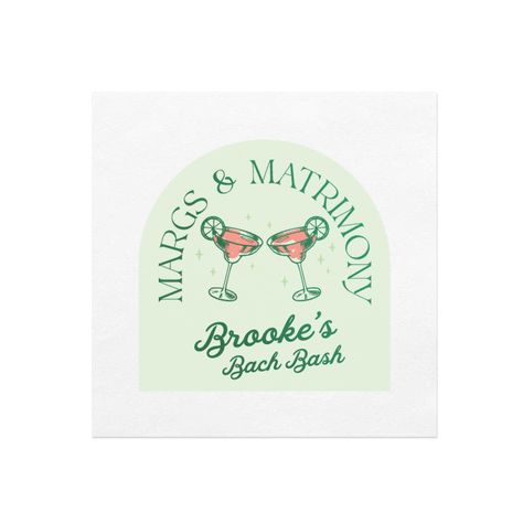 Toast to the bride-to-be with the Cheers to Margs and Matrimony Bachelorette Party Napkin, personalized with her name and adorned with vibrant, full-color margarita glasses clinking. The epitome of a bold and modern bachelorette party essential! Set of 50. Cheers to Margs and Matrimony Party - Custom Photo Cocktail Napkins With Foil Printing - Personalized - Set of 50 - 5" x 5" by ForYourParty.com Margarita Bachelorette, Glasses Clinking, Modern Bachelorette Party, Bachelorette Party Essentials, Foil Printing, Margarita Glasses, Bach Party, Bachelorette Weekend, Party Napkins