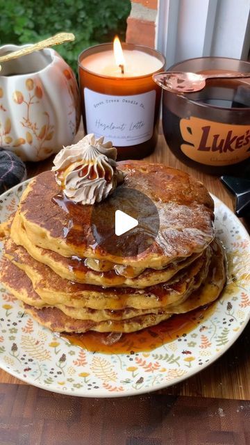 Fall state of mind 🎃👻 on Instagram: "Had to follow in Luke’s footsteps and make pumpkin pancakes with homemade whipped cinnamon honey butter. Pumpkin pancake recipe was from all recipes. Uh yeah these were amazing. #pumpkinpancakes #pancakes #homemadepancakes #cinnamonbutter #whippedbutter #fallvibes #fallaesthetic #cozyvibes #romanticizeyourlife #cottagecoreaesthetic" Pumpkin Pancakes With Cinnamon Syrup, Lukes Pumpkin Pancakes Recipe, Gilmore Girls Luke’s Pumpkin Pancakes, Copycat Dennys Pumpkin Pecan Pancakes, Pumpkin Pancake, Luke’s Pumpkin Pancakes With Cinnamon Butter, Cinnamon Honey Butter, Pumpkin Pancake Recipe, Cinnamon Honey