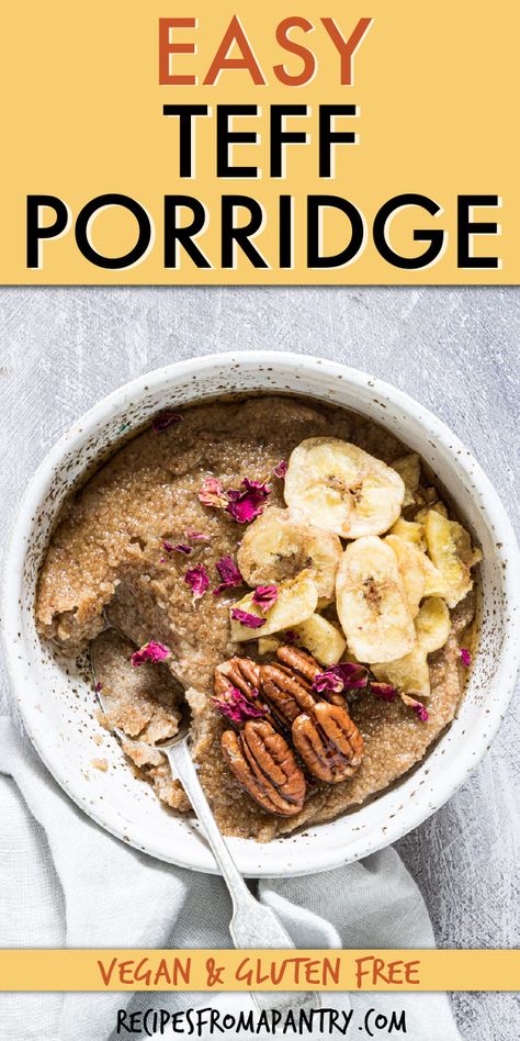 Teff Breakfast Recipes, Vegan Teff Recipes, Teff Porridge, Ribs Meal, Teff Recipes, Sliced Fruit, Lectin Free, Oatmeal Bread, Porridge Recipes