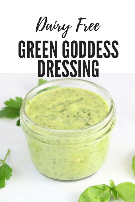 Green Goddess Dressing Recipe, Dairy Free Salad Dressing, Diy Salad Dressing, Avocado Dressing Recipe, Healthy Dressing Recipes, Dairy Free Dressing, Diy Salad, Goddess Dressing Recipe, Green Goddess Salad Dressing