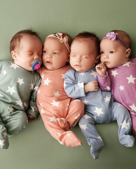 Collier Quads! (@collierquads) posted on Instagram: “✨A 🌈 of Quads!!!✨ #quadrupletsofinstagram #rainbow #sweetbabies #preemiestrong #littledolls” • Dec 23, 2021 at 4:26am UTC Newborn Triplets, Cute Kids Pics, Cute Twins, Cute Animal Pictures, Kids Pictures, Baby Toddler, Animal Pictures, Twins, Baby Onesies